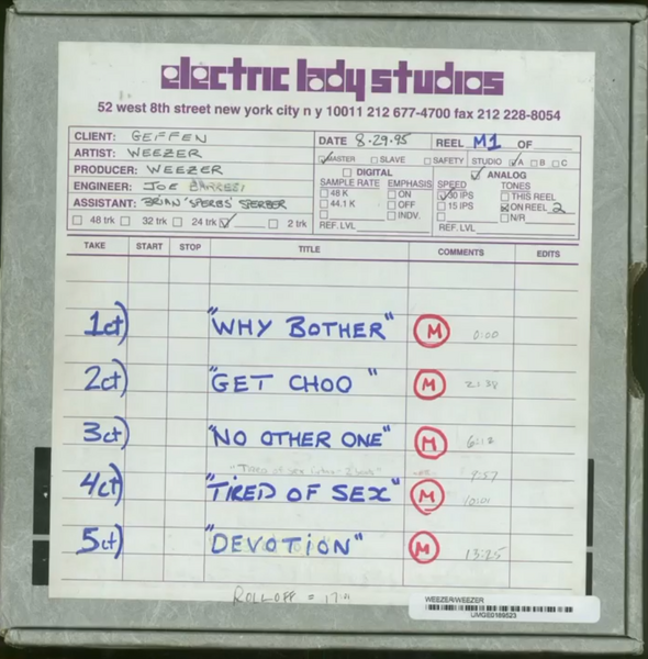 File:Weezer Electric Lady Studios 1995 Recording Sheet.png