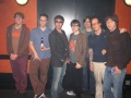 With Weezer and Liam and Noel Gallagher of Oasis after show at L'Olympia in Paris, France; June 8, 2005